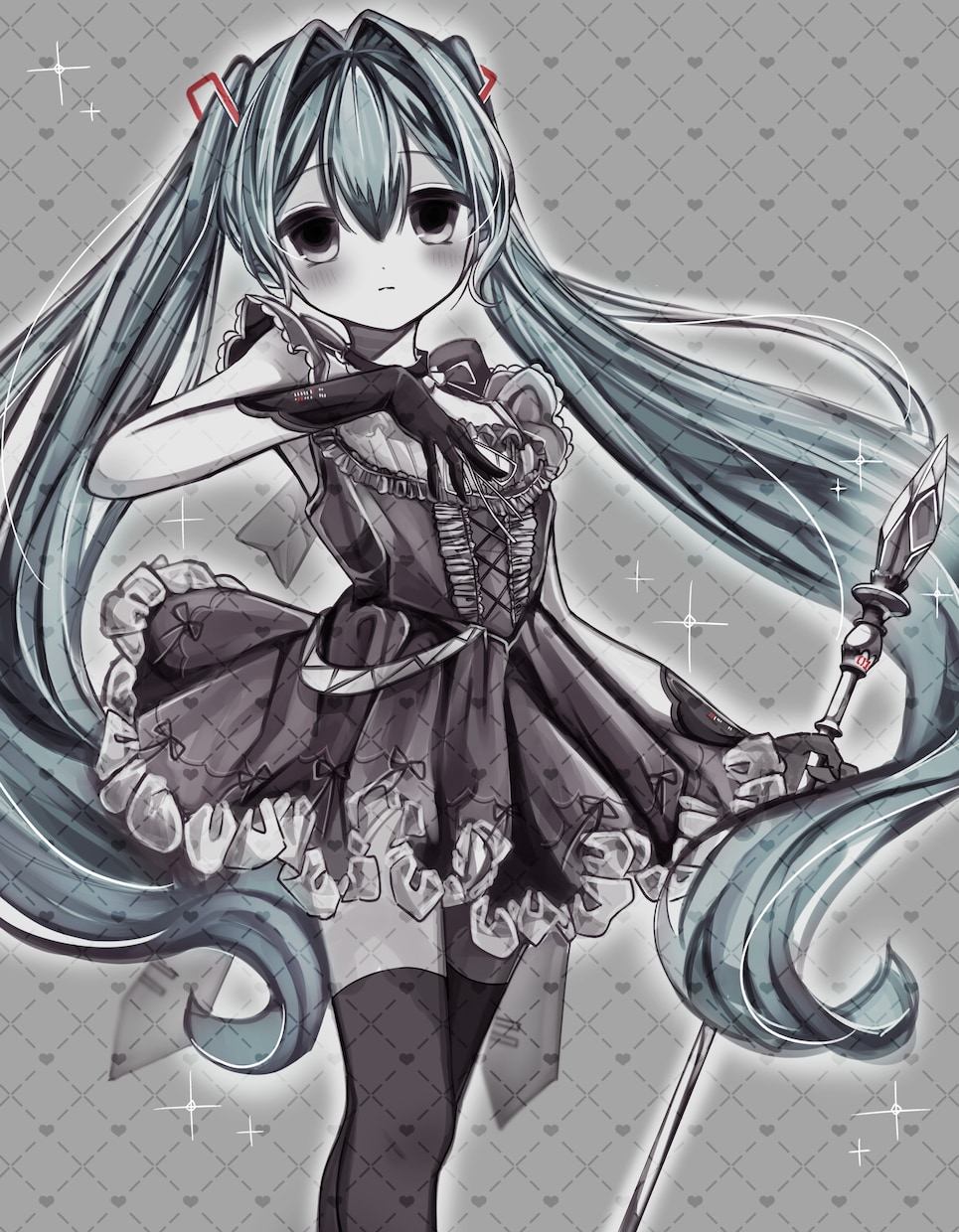 躍動感のあるモノクロ萌えイラストを描きます スタイリッシュな厚塗りイラストです イメージ1
