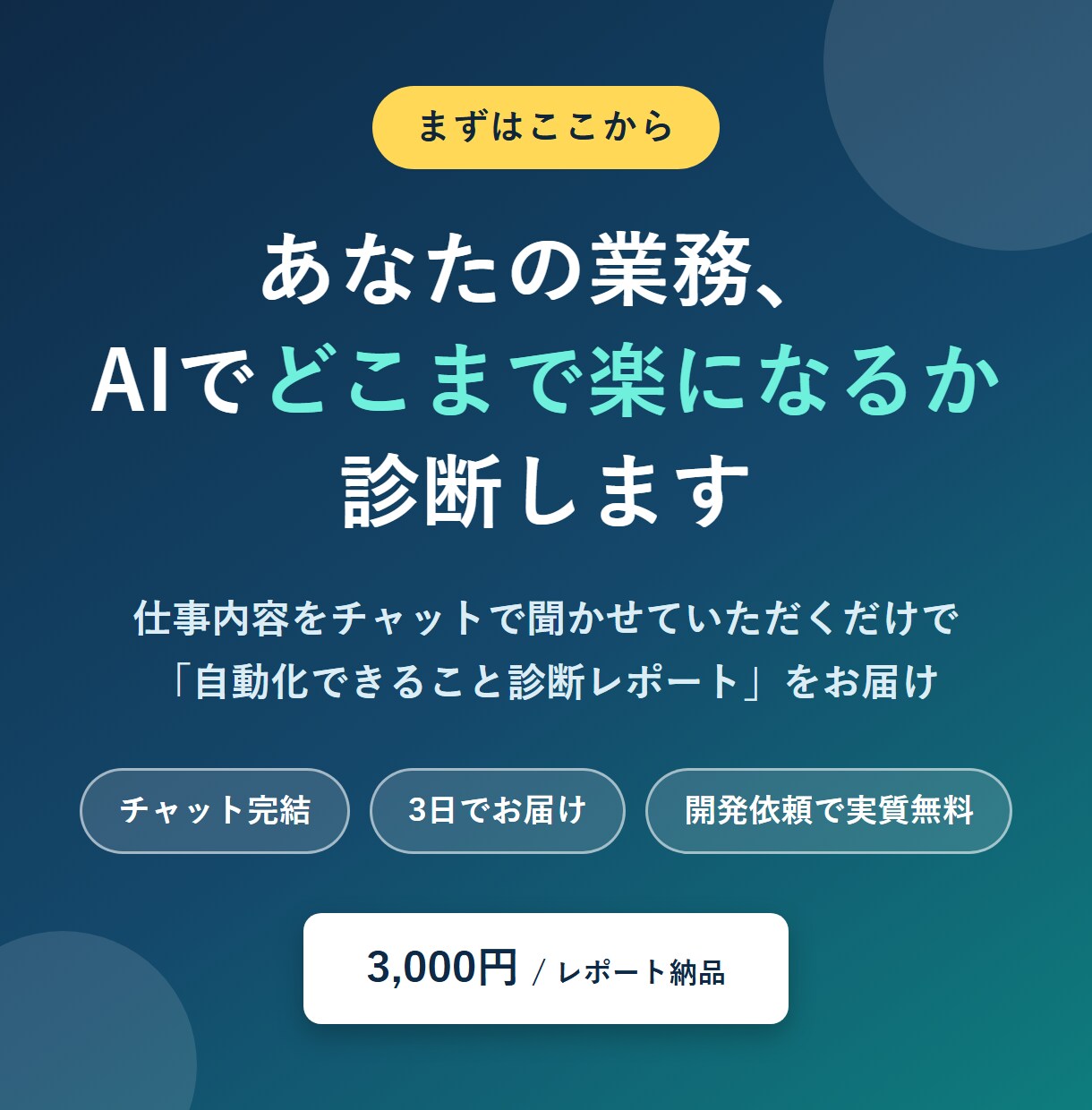 AIで何が自動化できるか診断・ご提案します あなたの業務、AIでどこまで楽になるか教えます イメージ1
