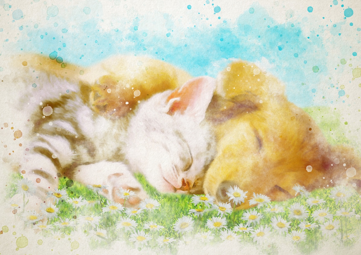 ふんわり優しいペットの水彩画風似顔絵お作りします デジタルデータ納品♡A4サイズプリントプレゼント*ᴗ ᴗ)⁾ イメージ8