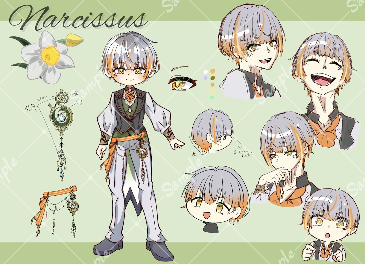 情報量の多い三面図/キャラクターデザイン作ります イメージから凝ったキャラデザを提案します！SDキャラもOK イメージ3