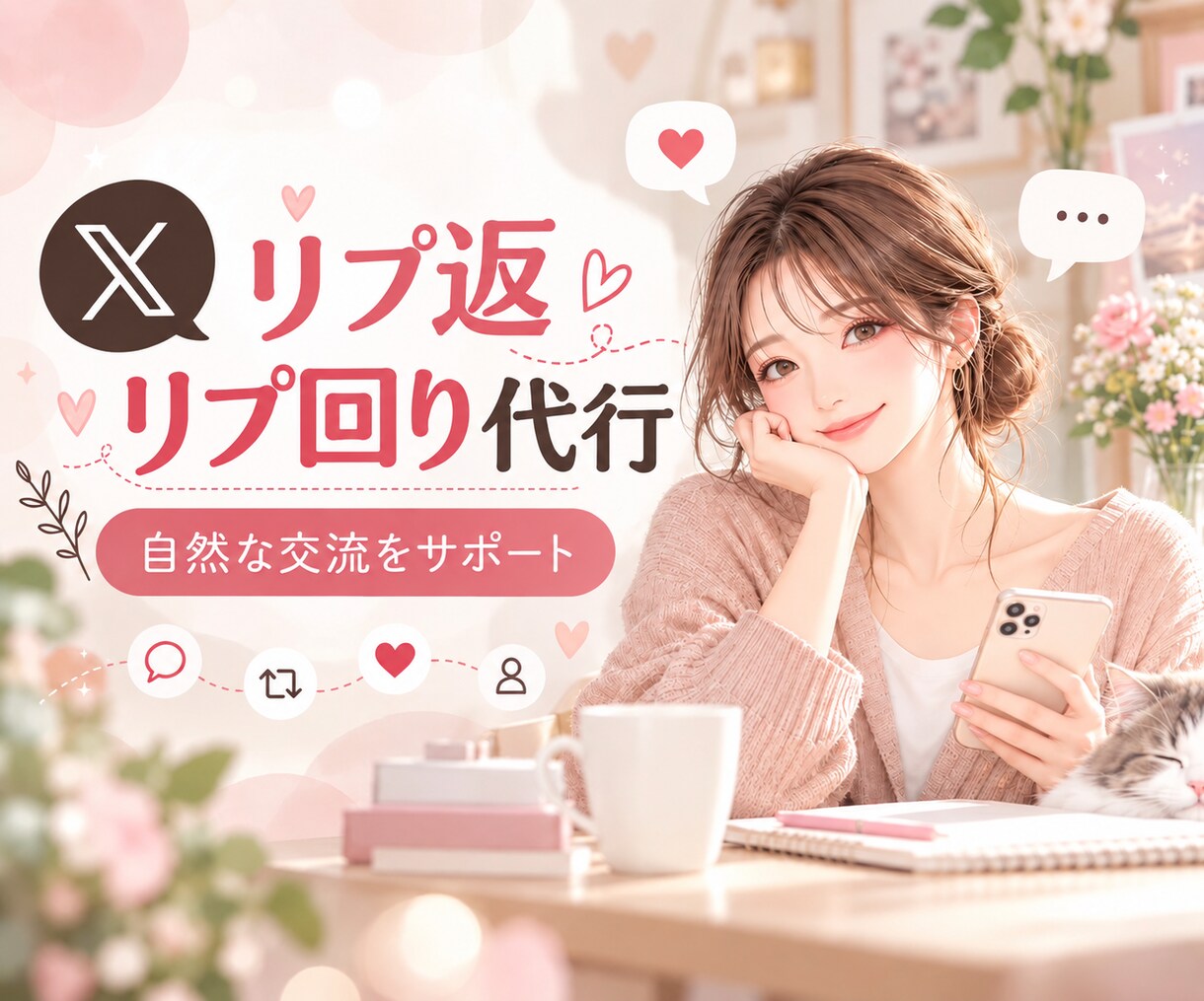 Xのリプ返・リプ回りを丁寧に代行します 相手に寄り添う自然な交流でファン化をサポート イメージ1