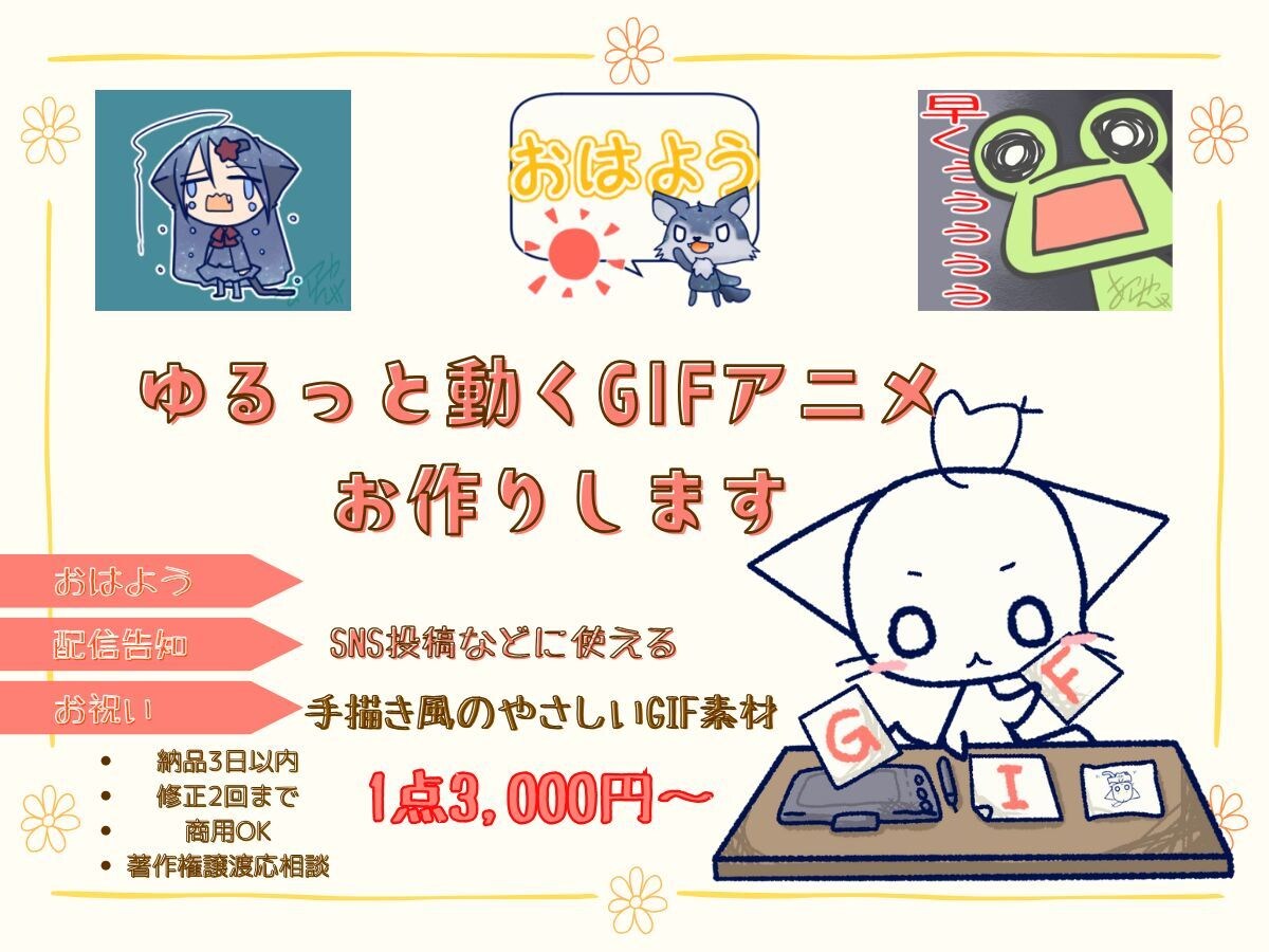 おはよう・配信GIFをお作りします おはよう／配信開始／お祝いGIFも対応 イメージ1