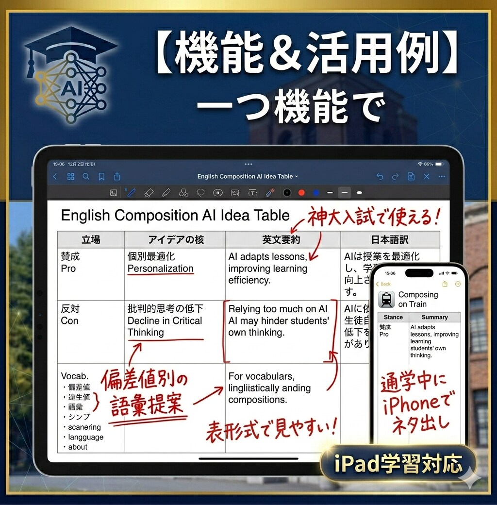 現役神戸大生監修！AIで効率よく英作文を鍛えます 現役神大生が受験期に活用した思考法をプロンプトで再現します。 イメージ2