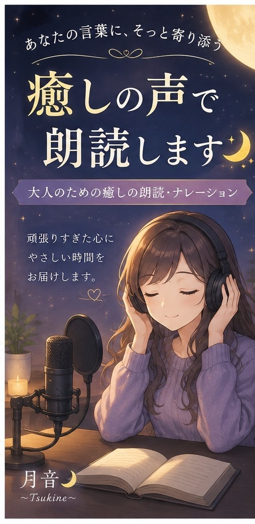 あなたの言葉を癒しの声で朗読します 眠れない夜に寄り添う、あなただけの癒しボイスをお届け イメージ1