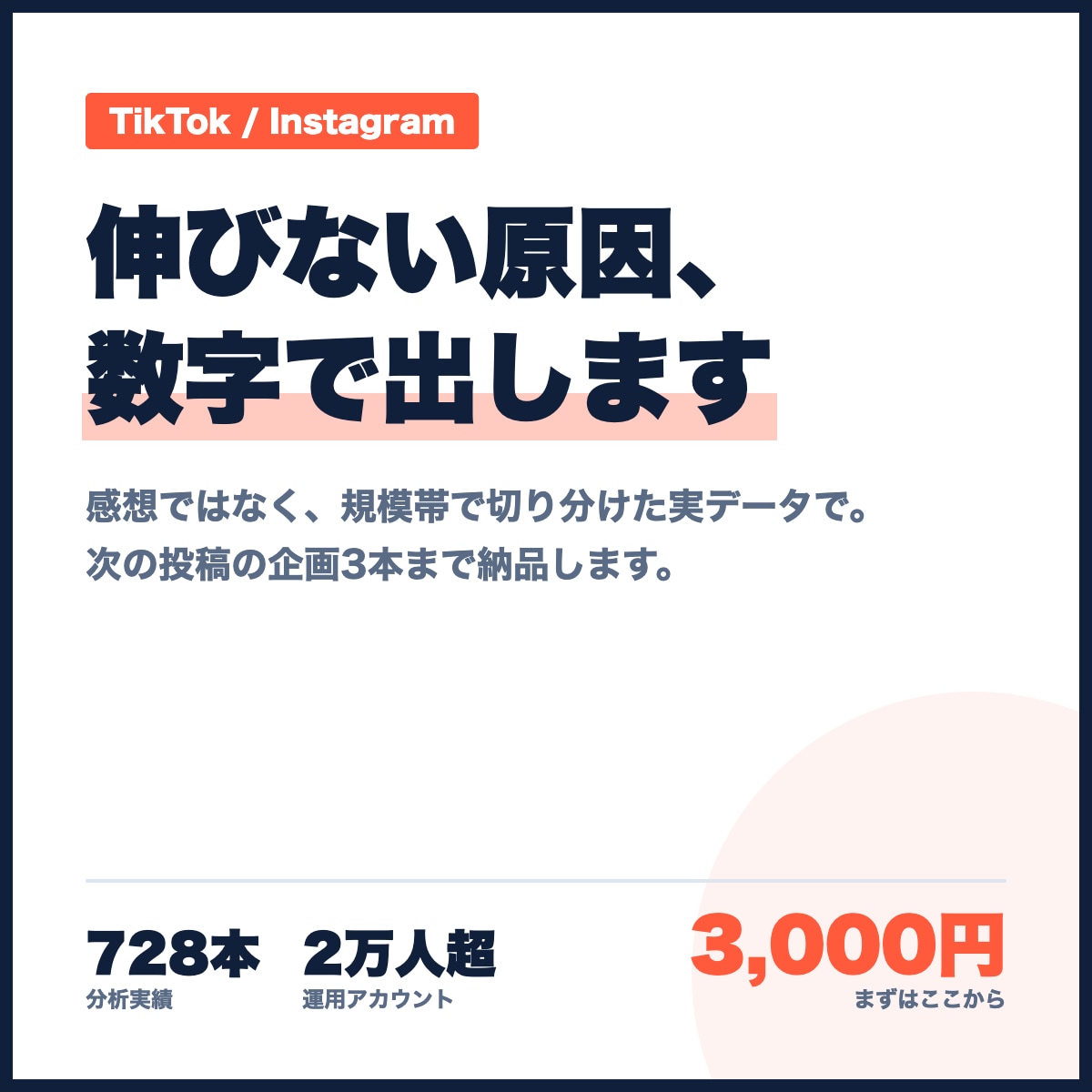TikTok/インスタが伸びない原因を診断します 歯科アカを2万人超に伸ばした手法で数字診断 イメージ1