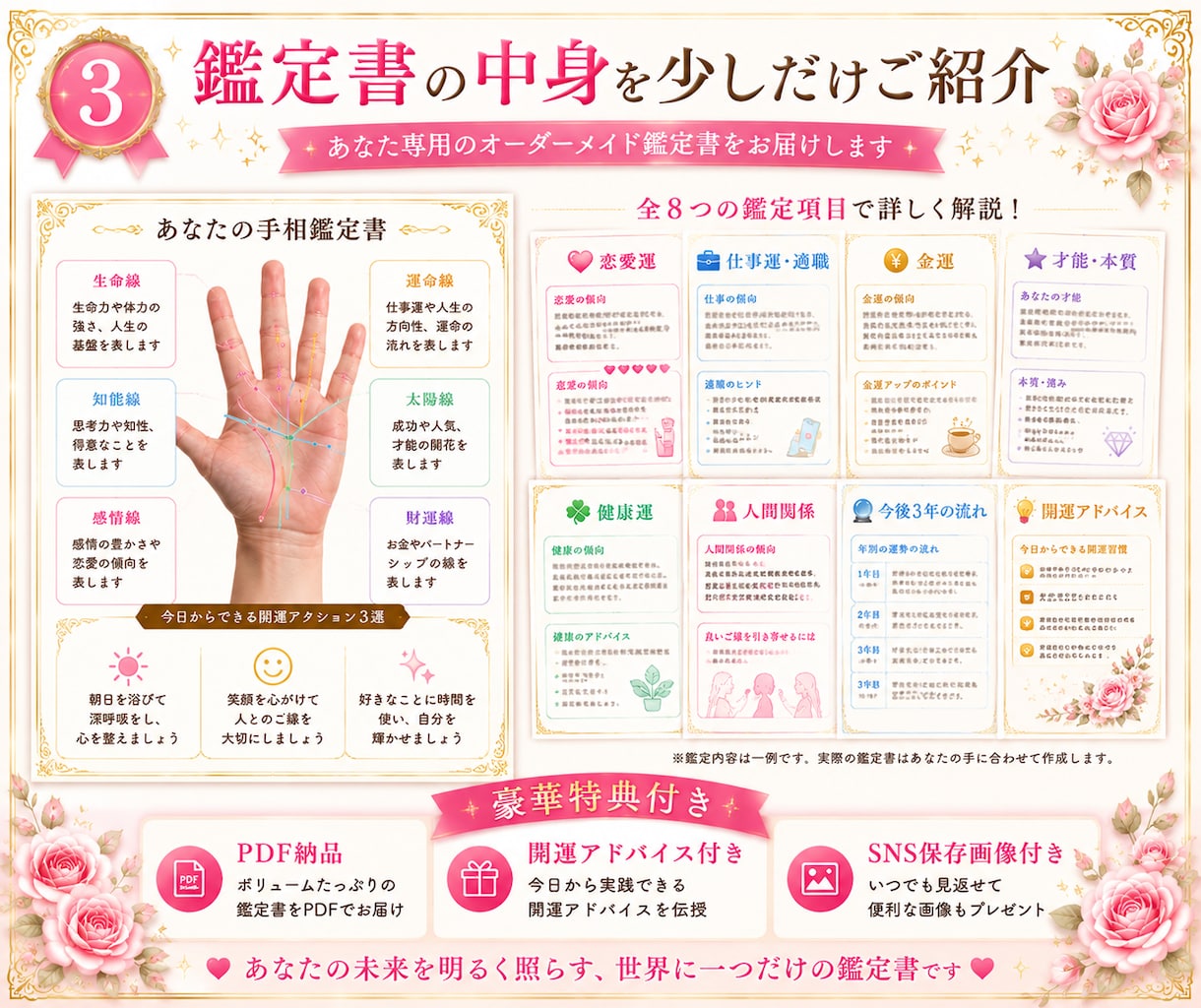 写真1枚から才能・恋愛・仕事運を鑑定します 読むたび前向きになれるオーダーメイド鑑定書 イメージ3