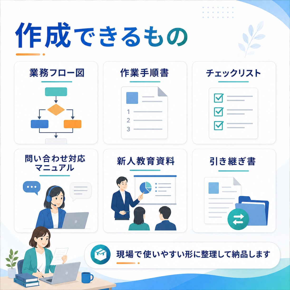 属人化した業務をマニュアル化します 誰でも見てわかる手順書に整理します イメージ3