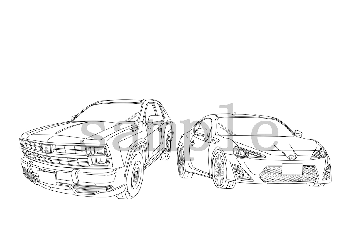 世界にひとつだけの「愛車イラスト」制作いたします 一枚一枚写真を見てでの手書きです。 イメージ2