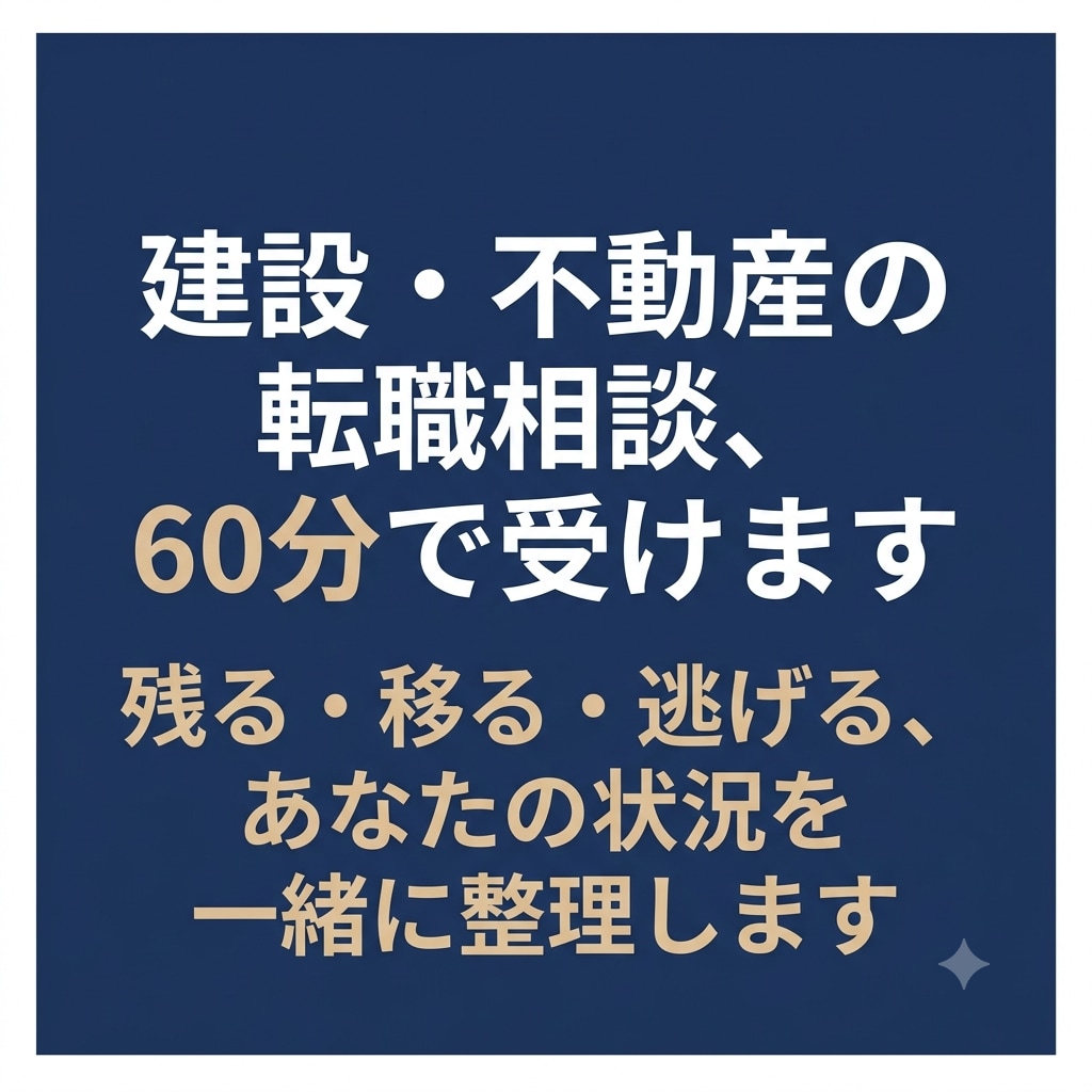 建設・不動産の転職相談、60分で受けます 現役アドバイザー/あなたの状況を一緒に整理させてください イメージ1