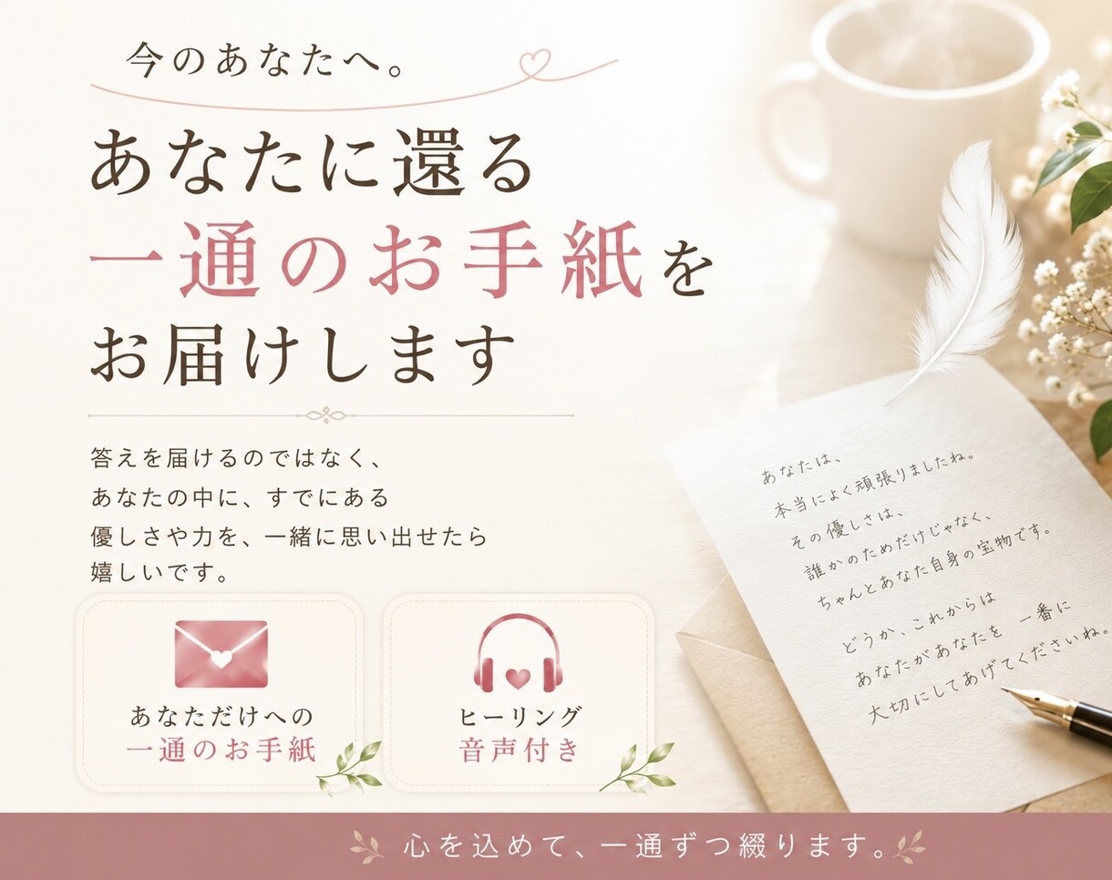 あなただけへのお手紙(ＰＤＦ)を綴ります 今のあなたへ。あなた自身に還ってもらう1通のお手紙です。 イメージ1