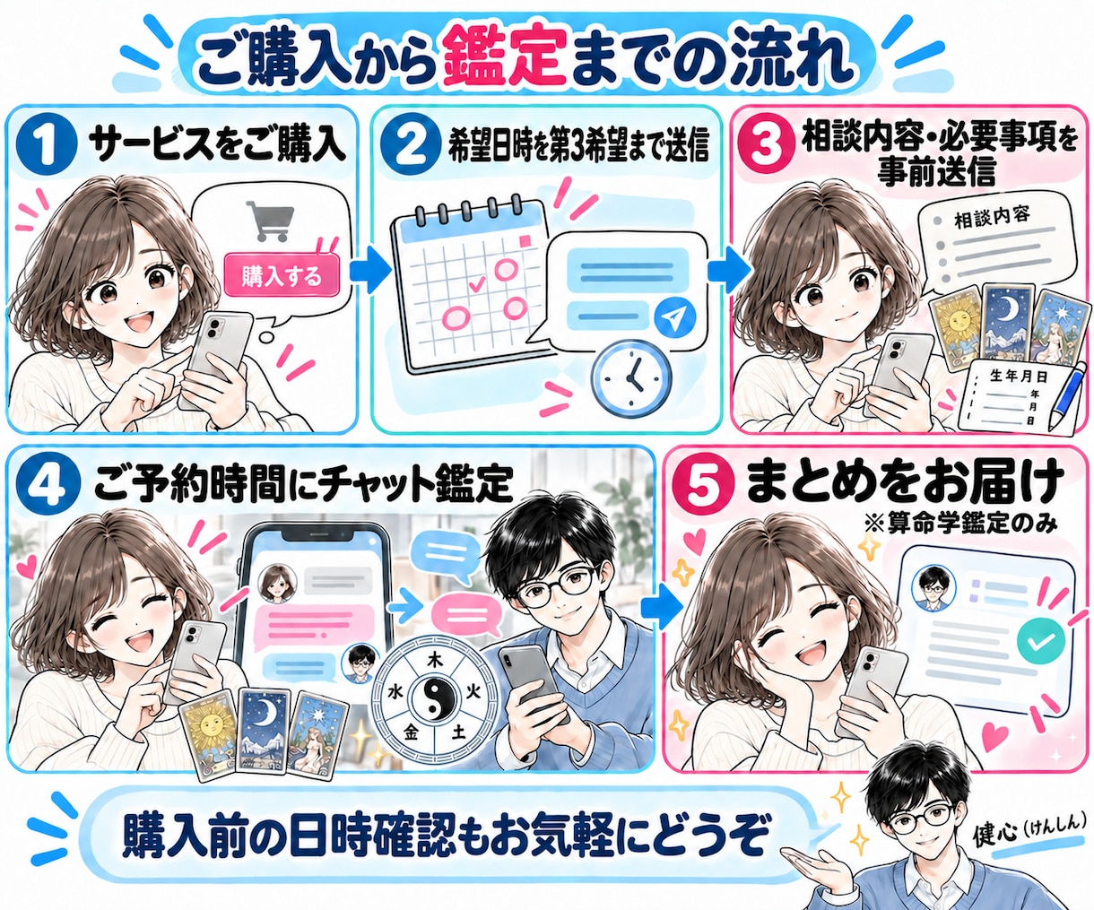 タロット×算命学でチャット鑑定します 恋愛・仕事・人間関係のお悩みにリアルタイムで寄り添います。 イメージ4