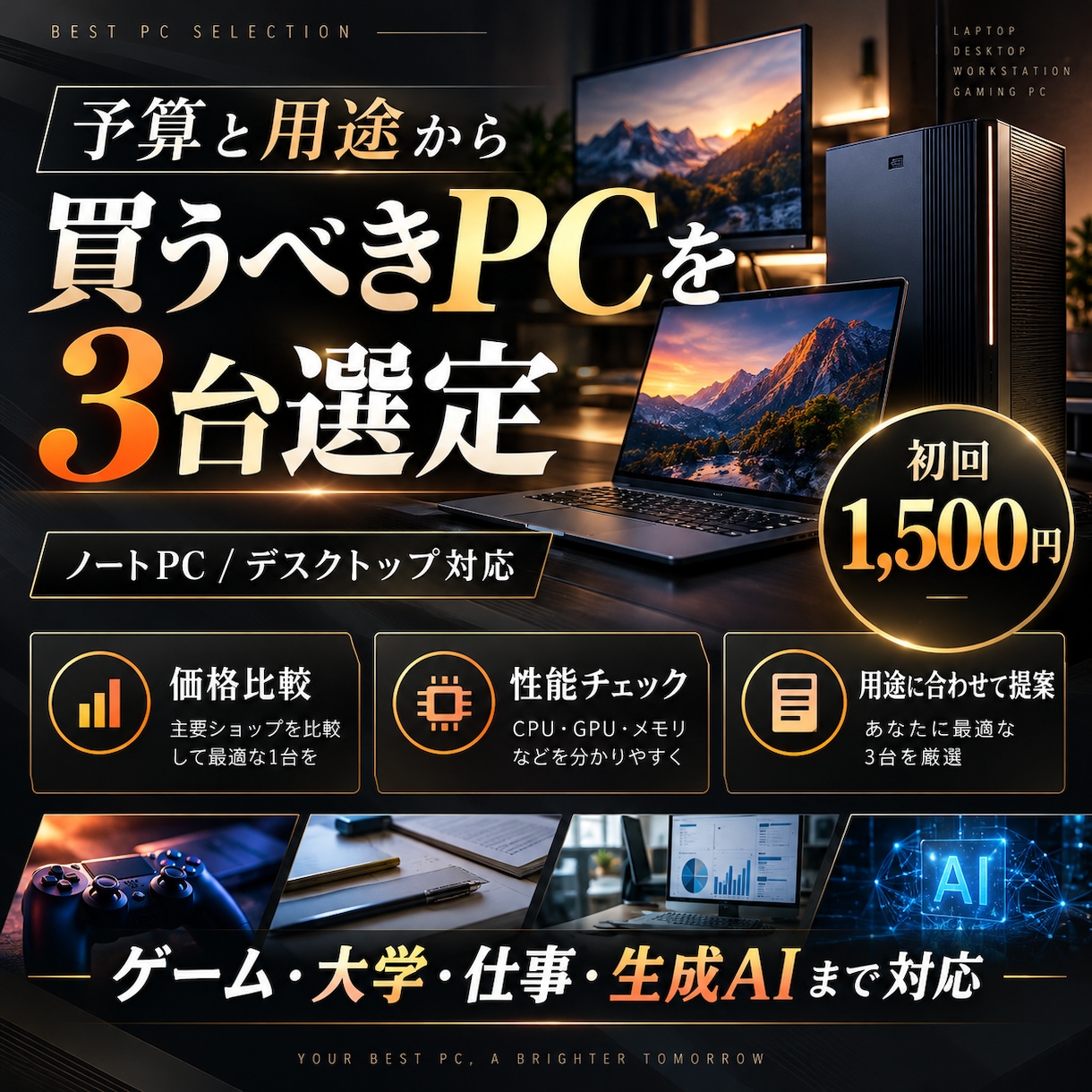 予算と用途から買うべきPCを3台選びます ゲーム・仕事・大学・生成AIまで価格と性能を比較 イメージ1