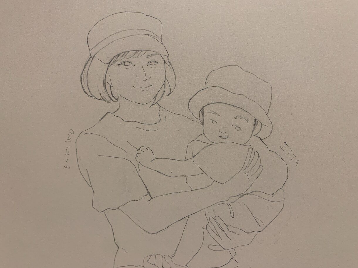 お試し価格★写真から水彩デッサンで似顔絵を描きます 結婚式やプレゼント、家族の記念に。 イメージ8