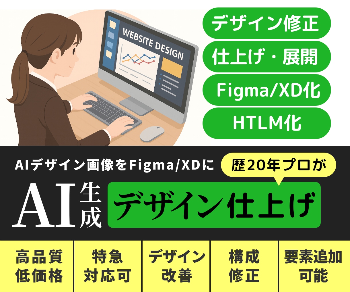 AI生成デザイン画像をFigma/XDに仕上げます 実用的なWebデザイン（Figma/XD/HTML）へ仕上げ イメージ1