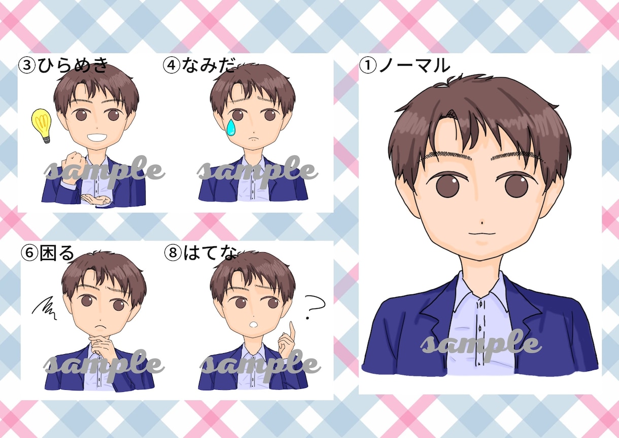商用⭕️低価格で可愛い似顔絵アイコン制作します 初心者ブロガーでもこだわりのページに＊選べる表情5パターン イメージ5