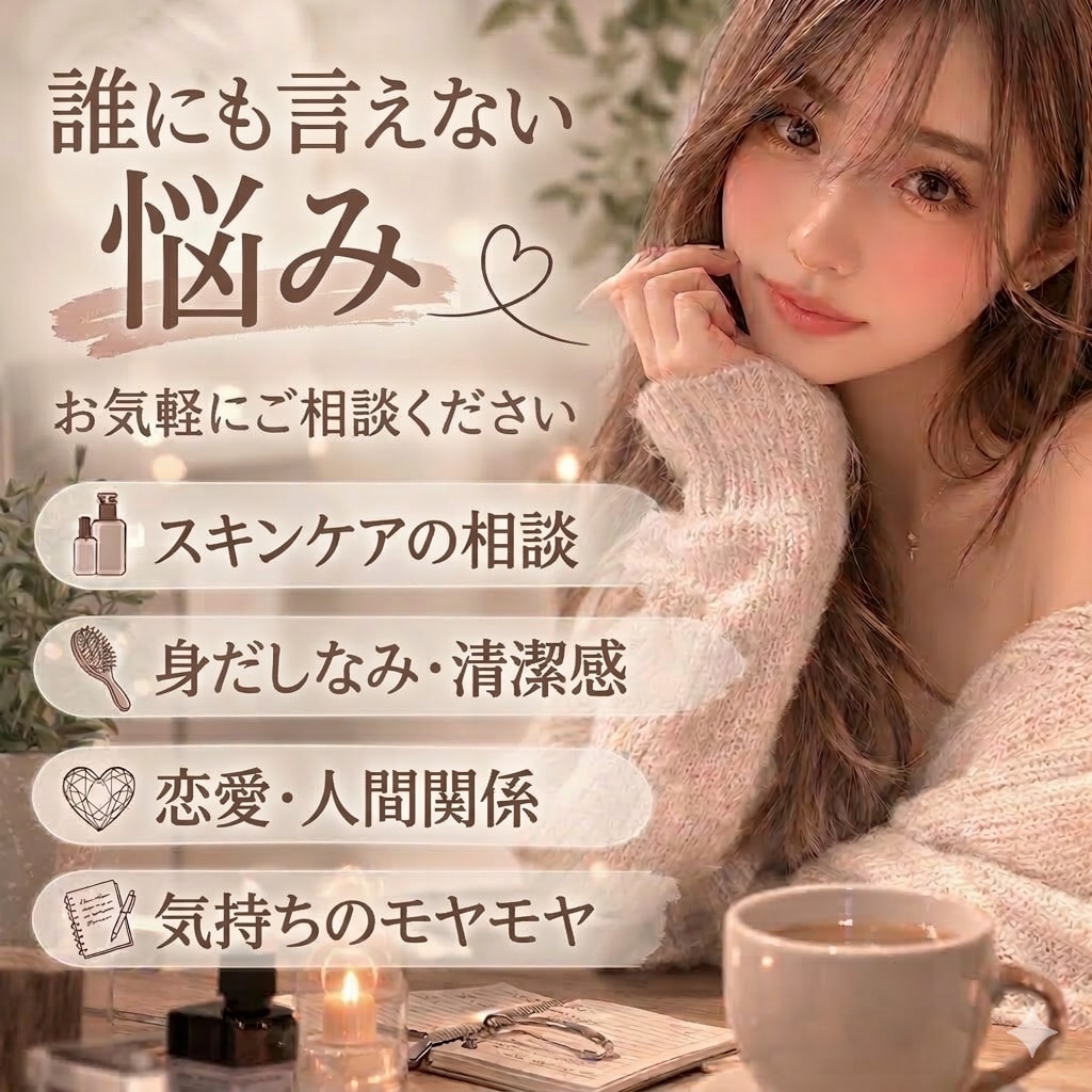 誰にも言えない悩み聞きます 仕事、恋愛、身だしなみ…ひとりで抱えなくて大丈夫 イメージ1
