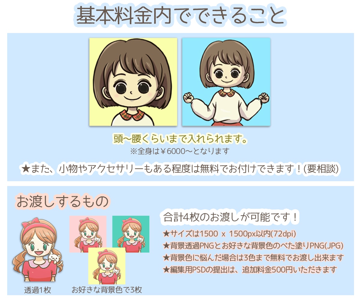 男性にも女性にもおススメ！人物アイコン描きます ブログ・YouTube・SNSの顔に！立ち絵も可能です！ イメージ5