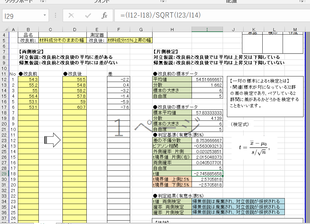 Excel関数の統計的仮説検定フォームを提供します 数値を入力するだけで自動で統計的仮説ができます イメージ2