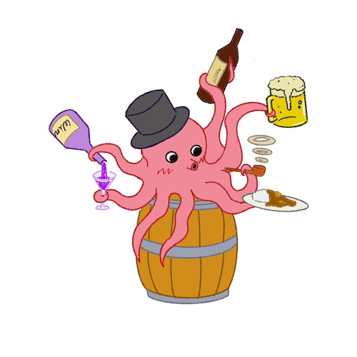 ご要望のどうぶつやたべものの素材イラスト作成します 例:お酒を飲むライオン、タピオカを飲むおさかななど イメージ1