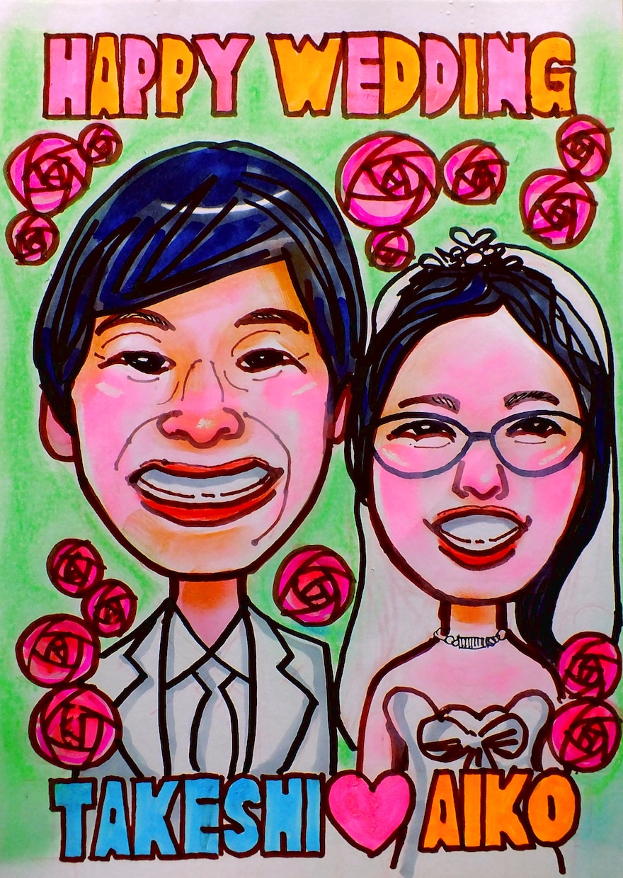 ご希望の似顔絵を、写真から手描き似顔絵で描きます 名詞用、記念日用、プレゼント用、披露宴ウエルカムボード似顔絵 イメージ1