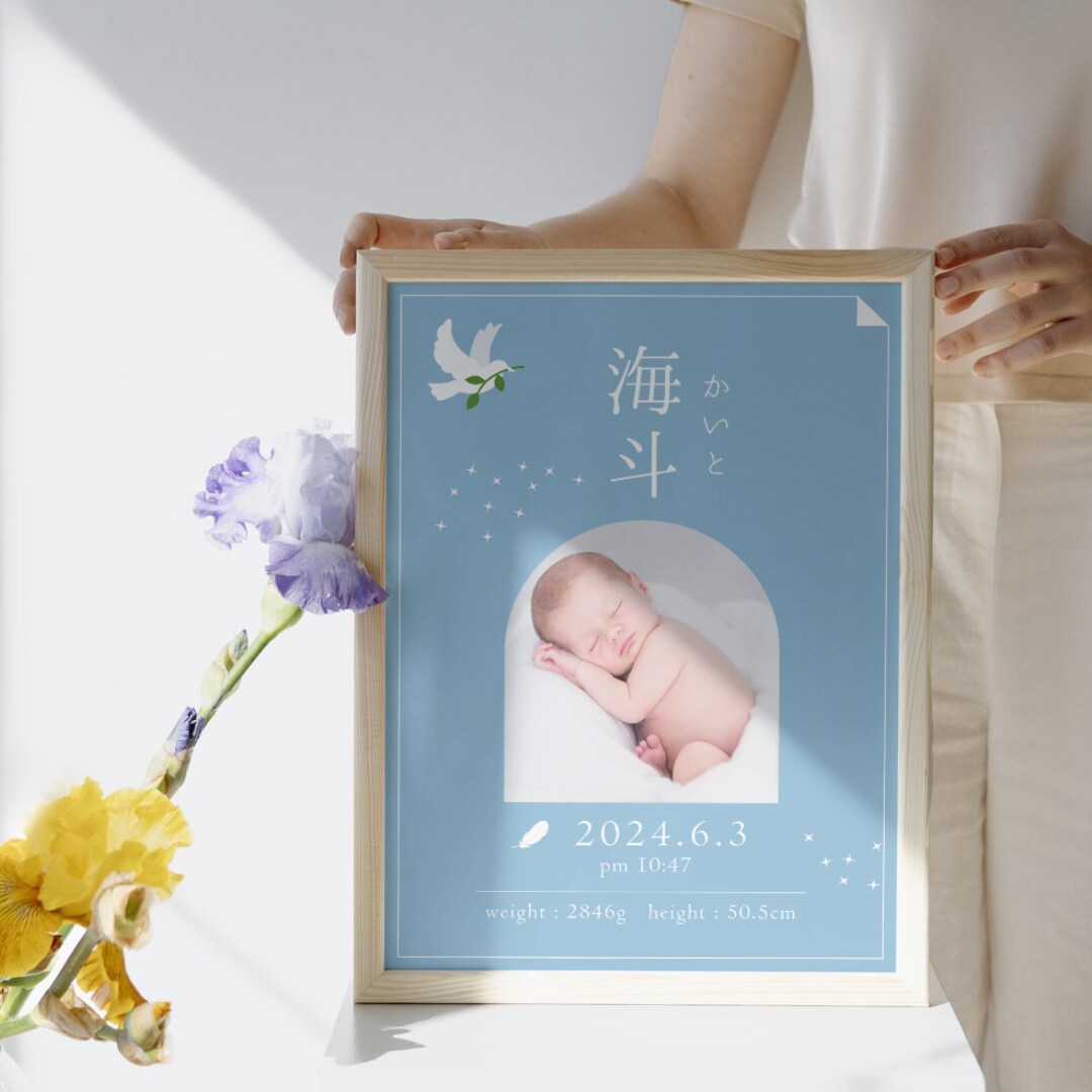 素敵なBaby Poster(命名書)を作成します 出産記念やプレゼントにどうぞ！お部屋の素敵なインテリアに… イメージ2