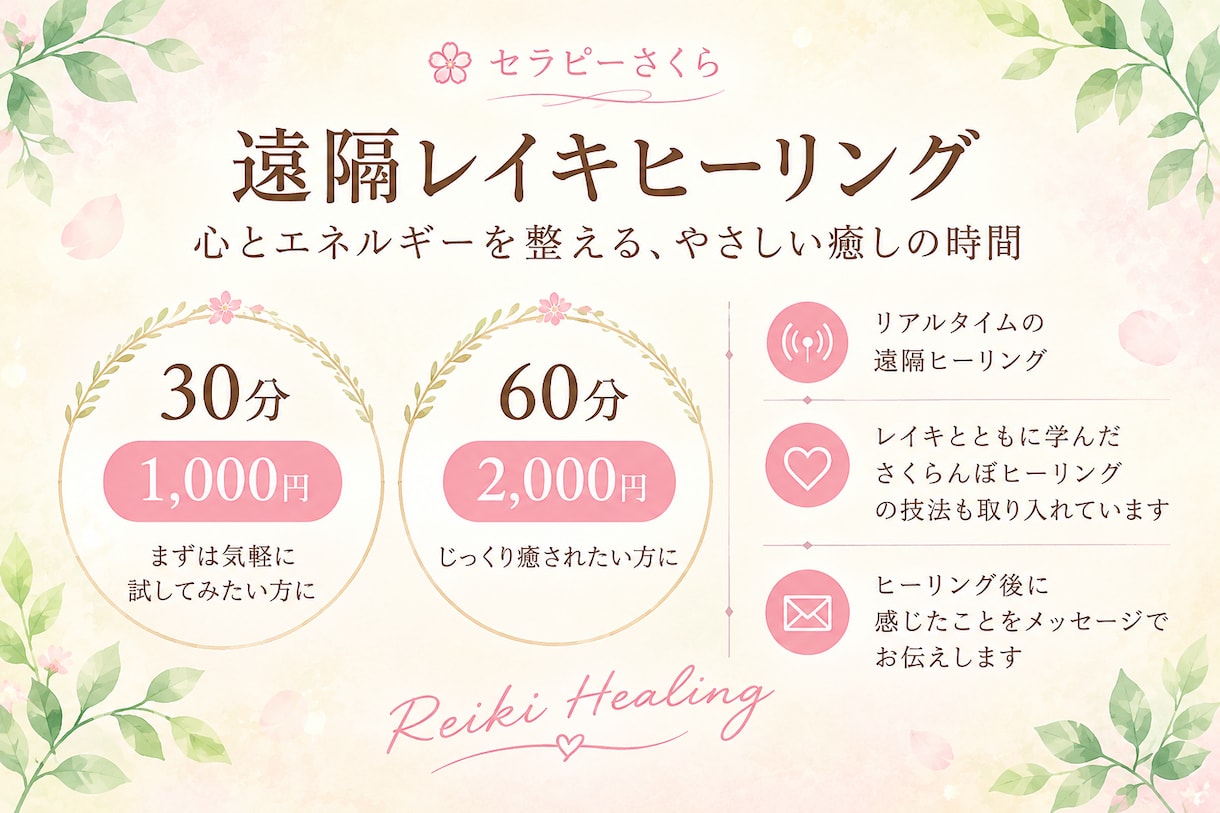 遠隔レイキヒーリング30分を行います レイキにさくらんぼヒーリングを組み合わせます。 イメージ3