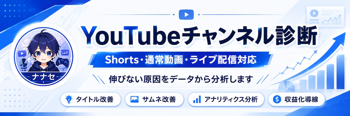 YouTubeチャンネルを診断・改善します Shorts・通常動画・ライブ配信まで幅広く対応 イメージ1