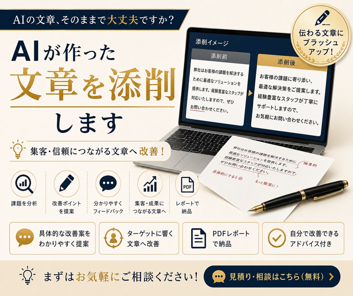 先着10名!AIが作ったWeb文章を添削します 読みやすく伝わる文章へ改善提案します イメージ1