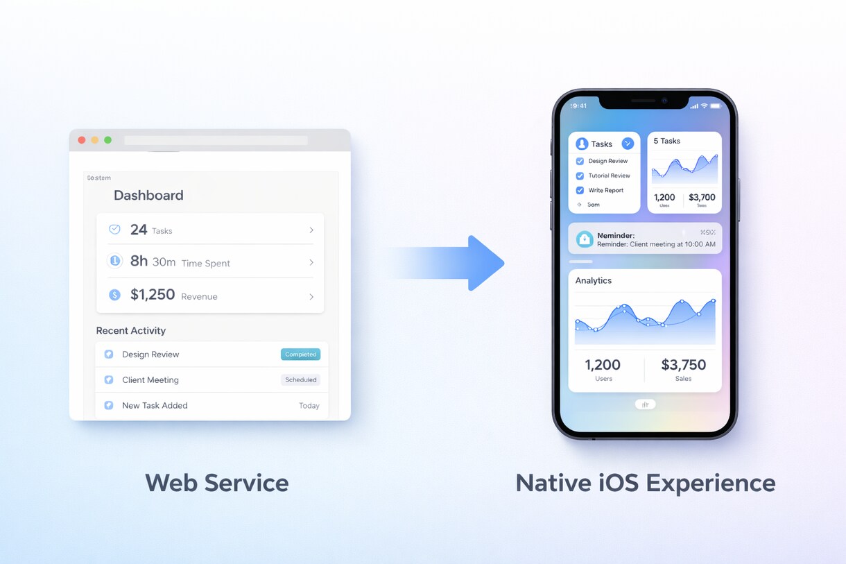 WebサービスをiOSアプリ化します WebViewではないネイティブUXでユーザー体験を改善 イメージ1