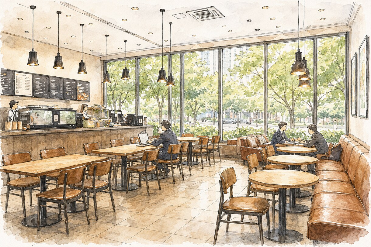 手描き建築内観パース（手書き）制作します 住宅・店舗のインテリアパースをあたたかく魅せる手描き表現 イメージ6