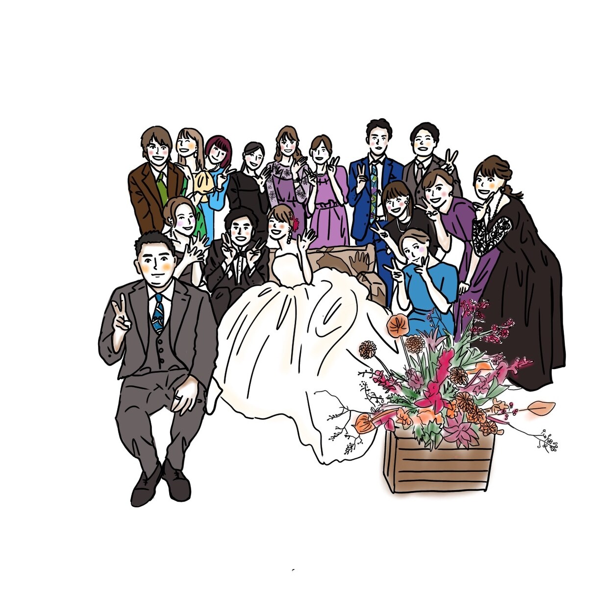 結婚式のアイテムに使えるイラストを描きます 写真を元にイラストを作成して画像でお届けします◎ イメージ8