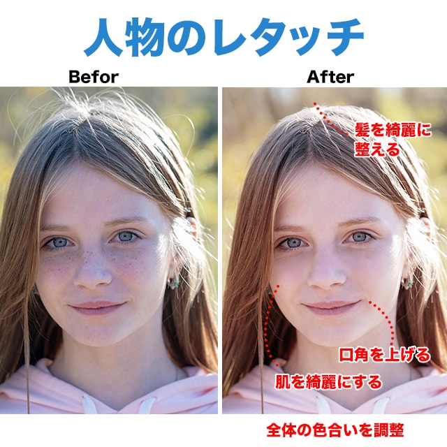 プロのPhotoshop加工で、画像加工を行います 4月まで先着10名限定価格一律で画像加工を承ります。 イメージ2