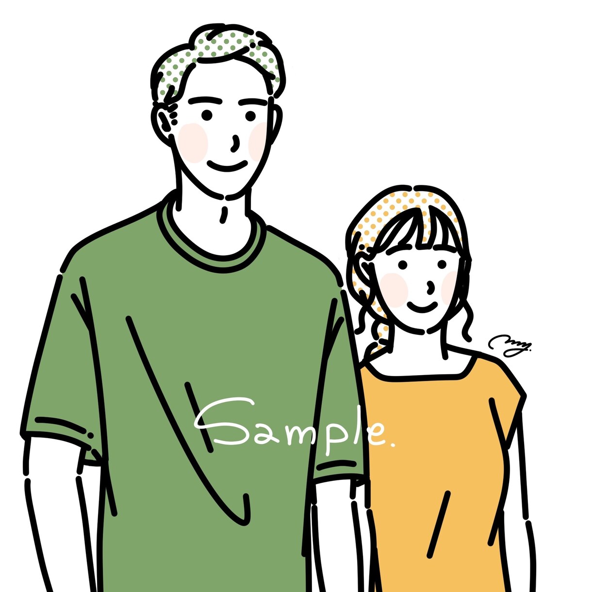 記念日やウェディングにも！シンプルイラスト描きます ワンポイントカラーでイラストを引き立てます！ イメージ4