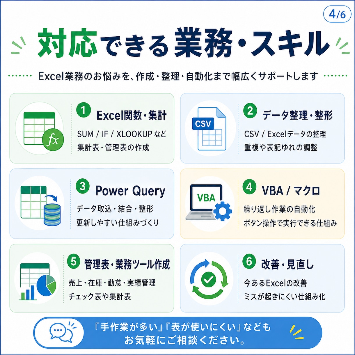 Excelの集計・表作成を改善します 面倒なExcel作業を使いやすく整えます イメージ4