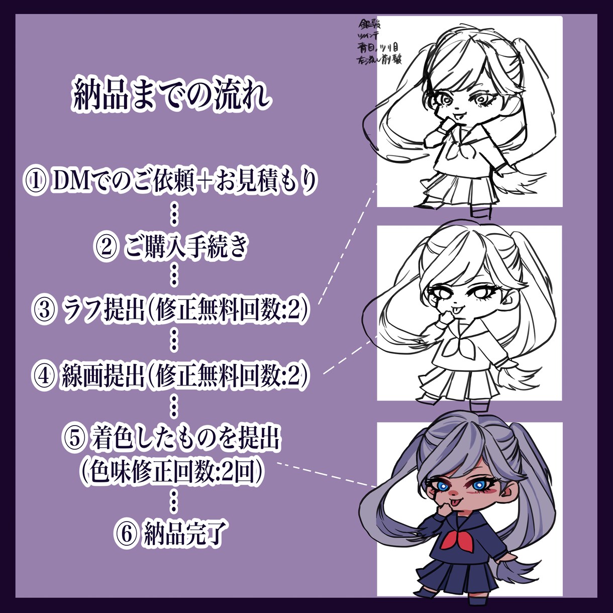 ちびキャライラストアイコン作成承ります 3つの絵柄からSNS用ちびキャライラストアイコンを作成します イメージ5