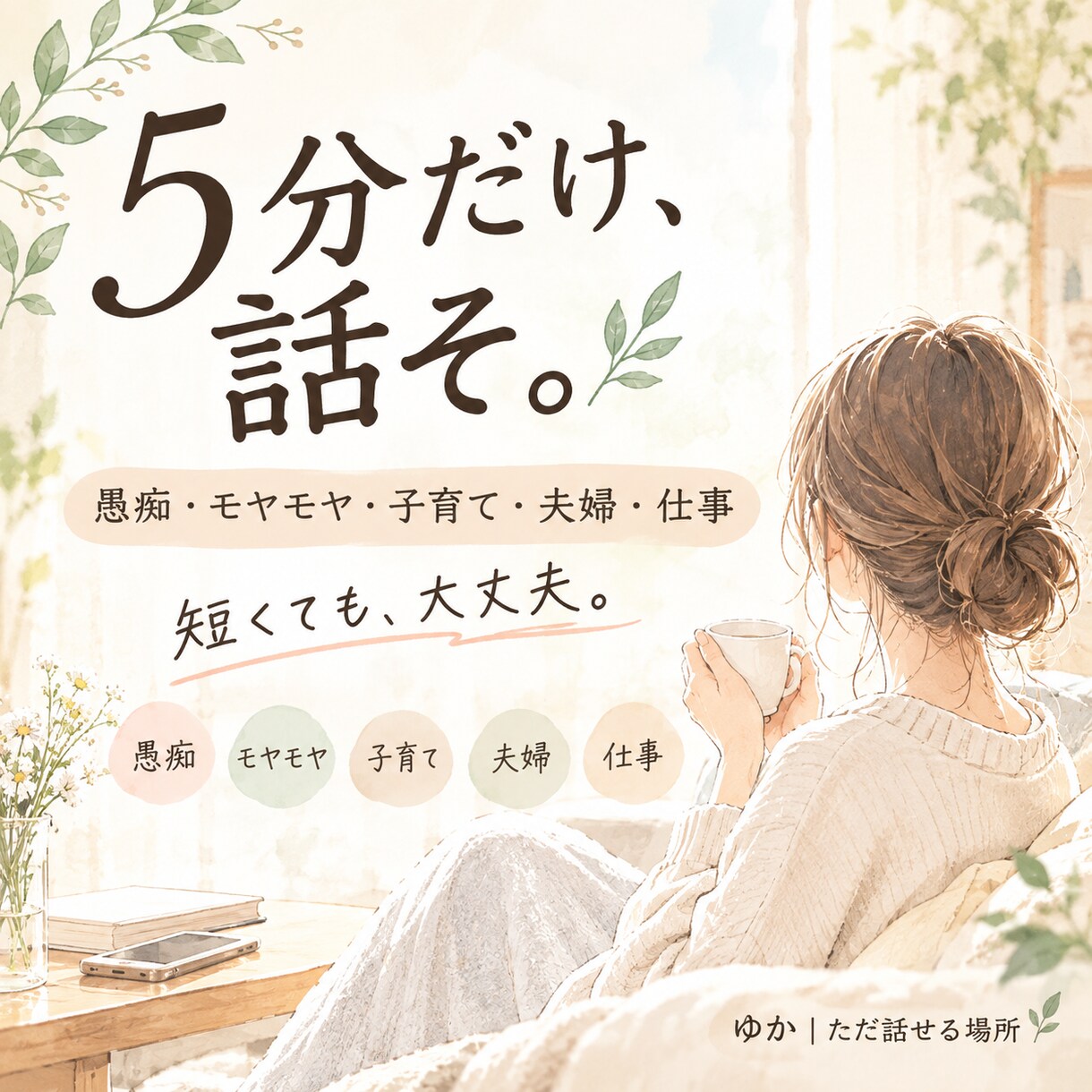 5分だけ話しませんか？何でもお聞きします 愚痴・モヤモヤ・子育て・夫婦・仕事、人生、何でも大丈夫です イメージ1