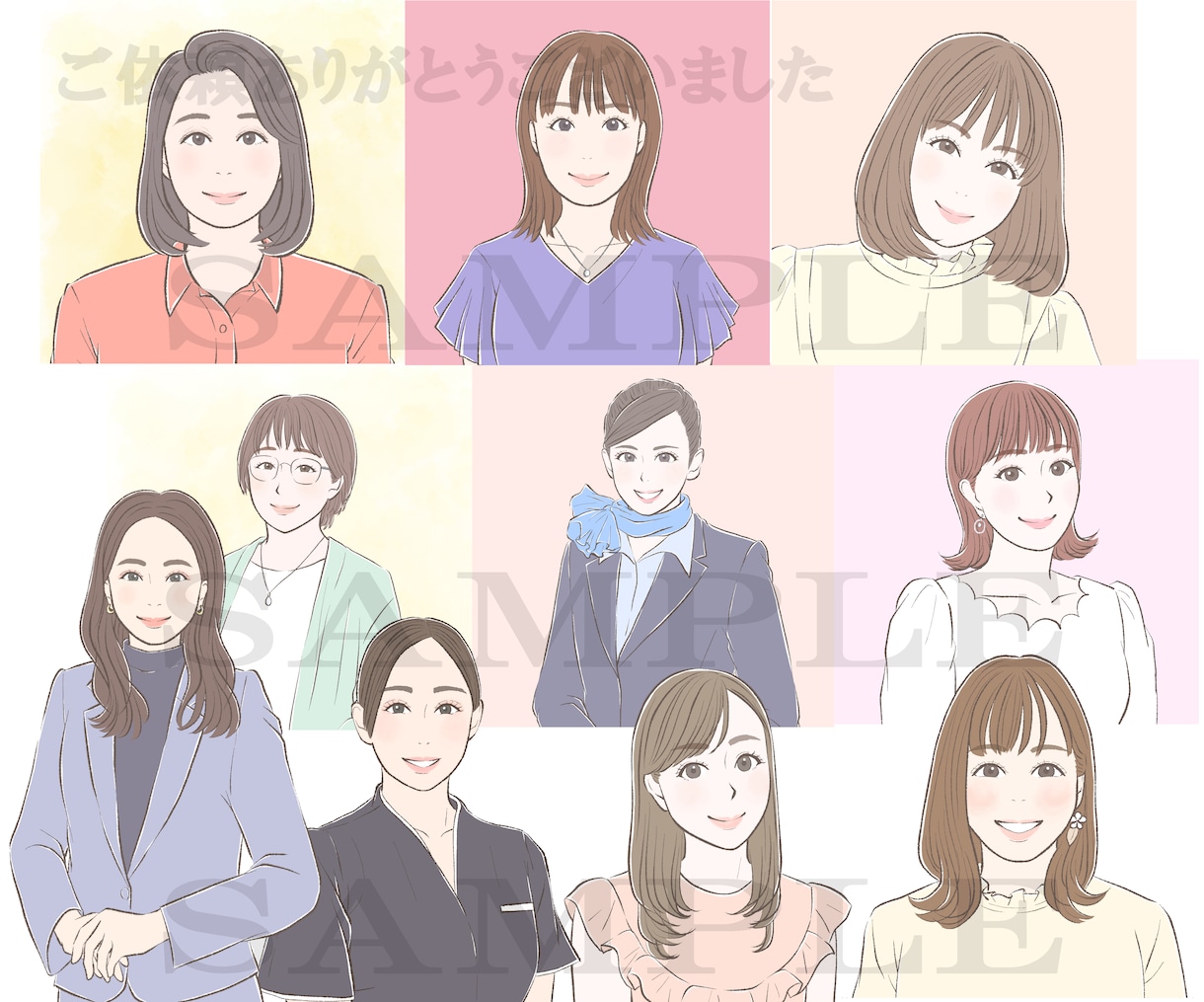 好印象なオシャレで優しい雰囲気の似顔絵お描きします 好印象でイメージアップ！オプション水彩風は更に優しい雰囲気に イメージ2