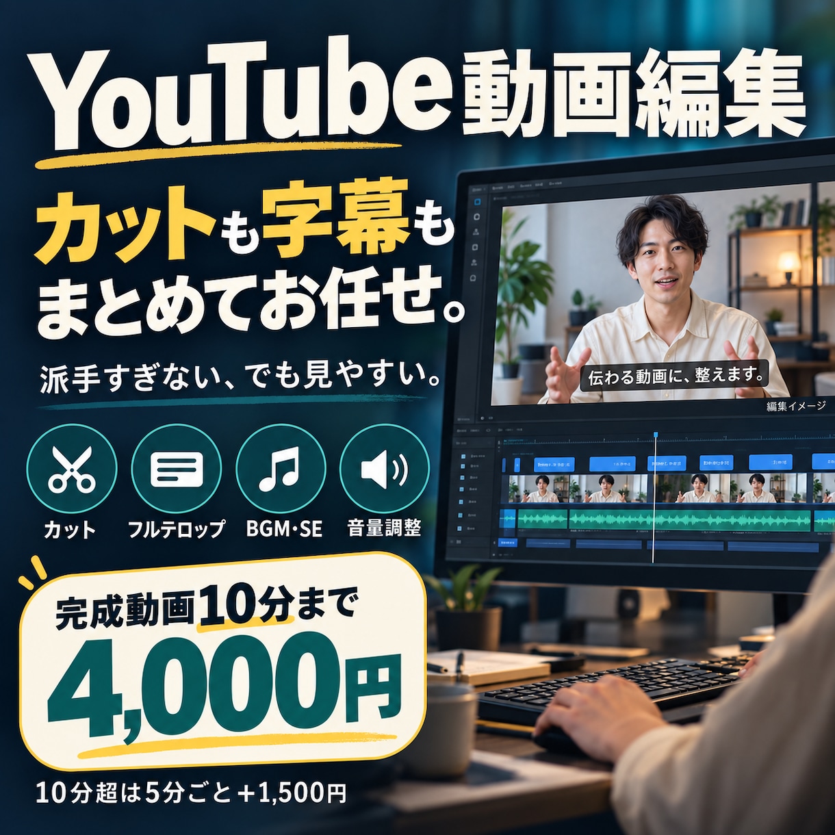 YouTubeのカット・テロップ編集を代行します 派手すぎない、でも見やすい。カット・字幕・BGM・SE対応 イメージ1