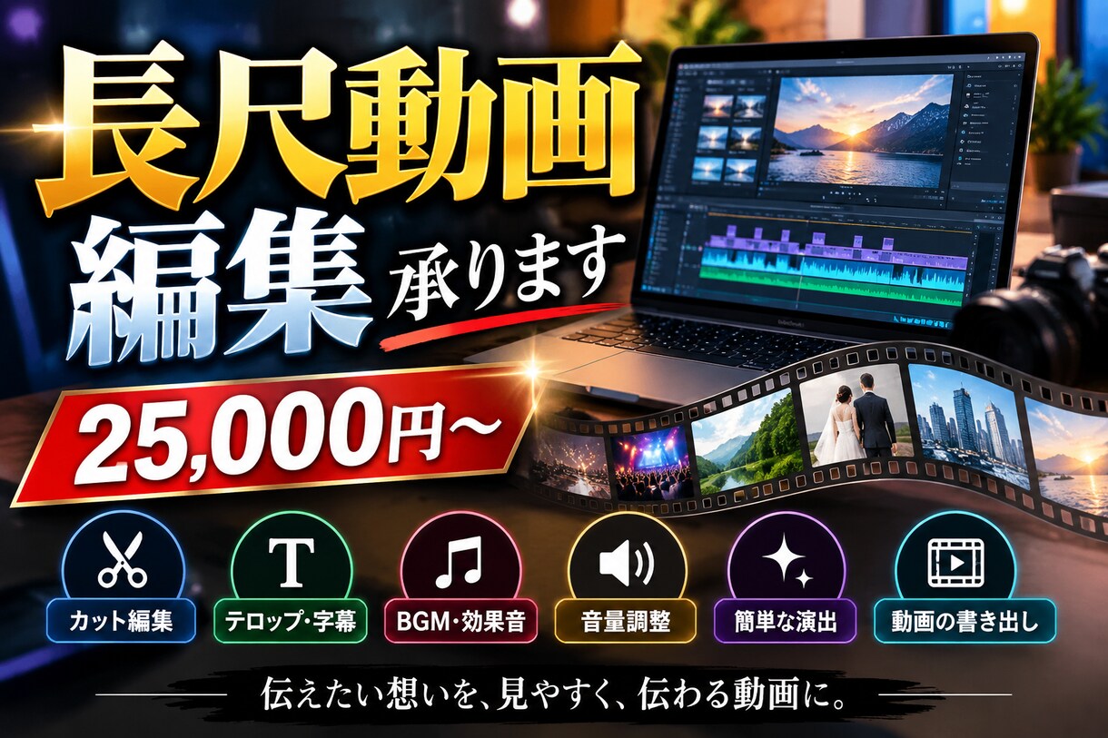長尺動画編集承ります カット・テロップ・BGMまで丁寧に編集します！ イメージ1
