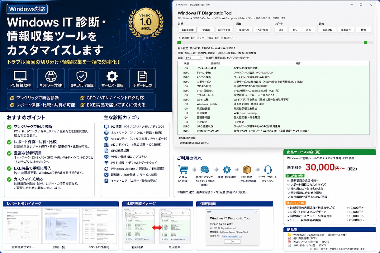 Windows向け診断情報収集ツールカスタムします Windows端末の確認を行う診断ツール イメージ1