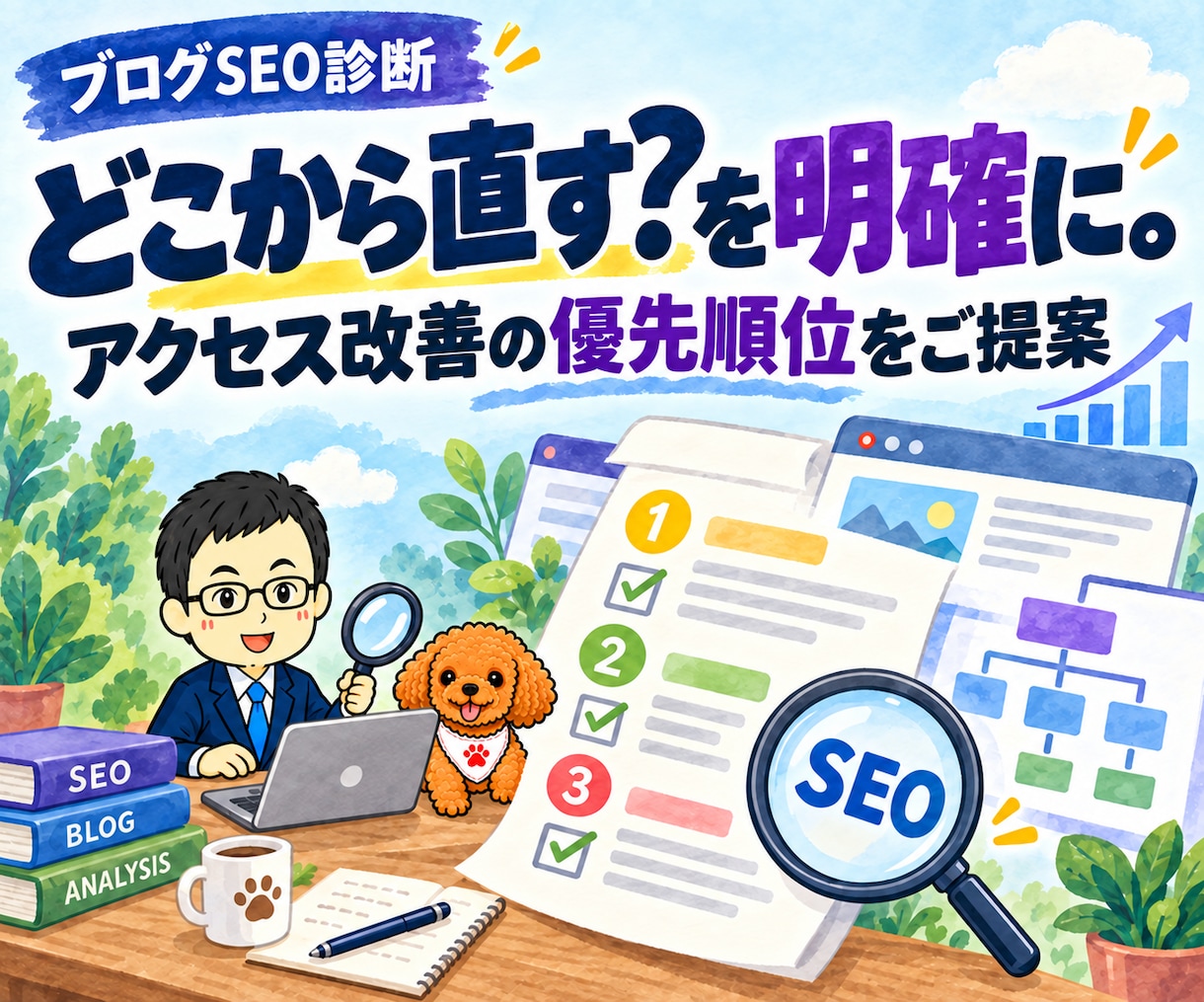 ブログのSEO診断とアクセス改善を提案します アクセスアップ教材付｜優先順位が分かる個別診断 イメージ1