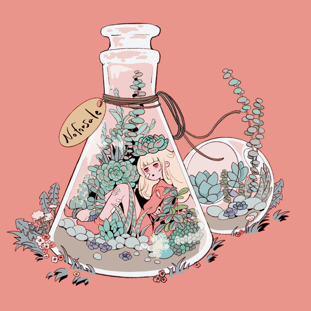 ローファイな女の子と植物のイラスト描きます 小説雑誌の扉絵経験あり。イマドキの人に響くローファイイラスト イメージ7
