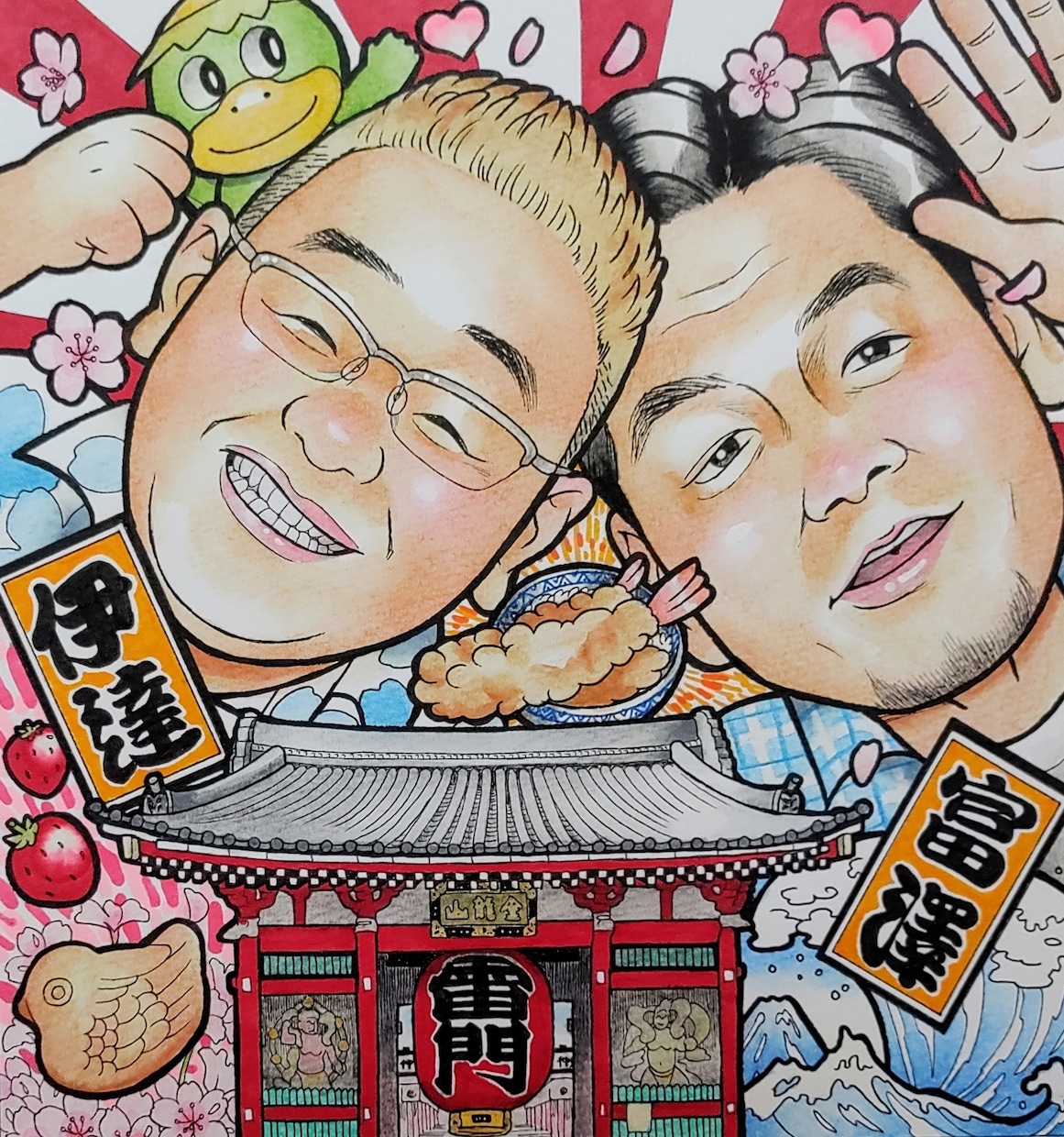 送料込み♪漫画タッチでもらって嬉しい似顔絵描きます ペン画と水彩色鉛筆をベースに確かな画力で丁寧に作成いたします イメージ3