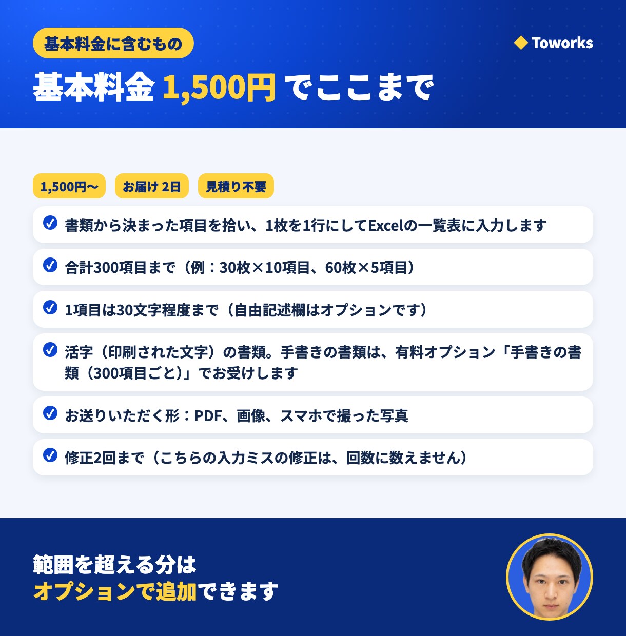 申込書・アンケートをExcelに入力します 300項目まで定額。読み取り後に原本と1件ずつ照合 イメージ4