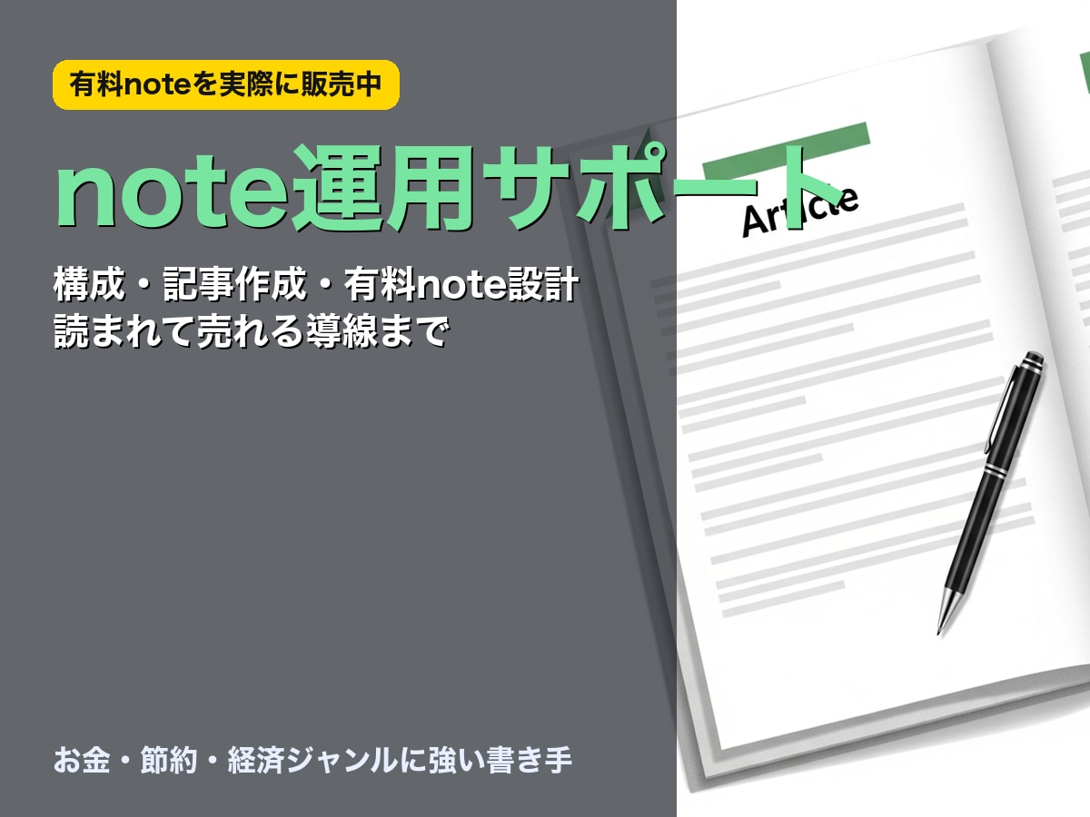 noteの構成・記事作成をサポートします 有料noteを販売中の書き手が構成から執筆まで イメージ1