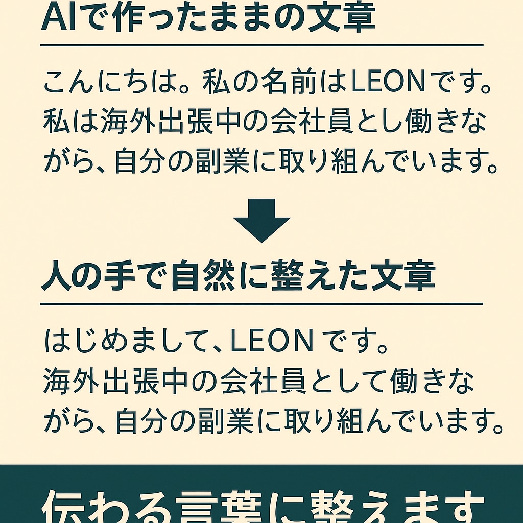 ChatGPT×人の手で自然な自己紹介文を作ります ChatGPTの提案＋人の感覚で、伝わる文章に整えます イメージ2