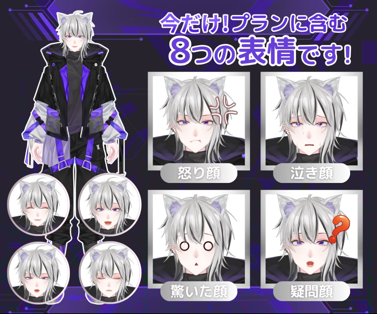 最高品質！個性溢れる男性Vtuber制作します デビュー完全サポート【表情差分8個】修正無制限、著作権譲渡 イメージ2
