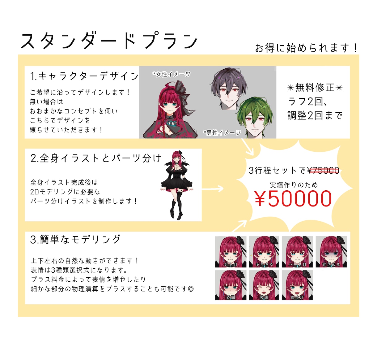 Vtuberイラストからモデリングまで制作します 2体限定特価！早期納品ご相談ください！ イメージ2