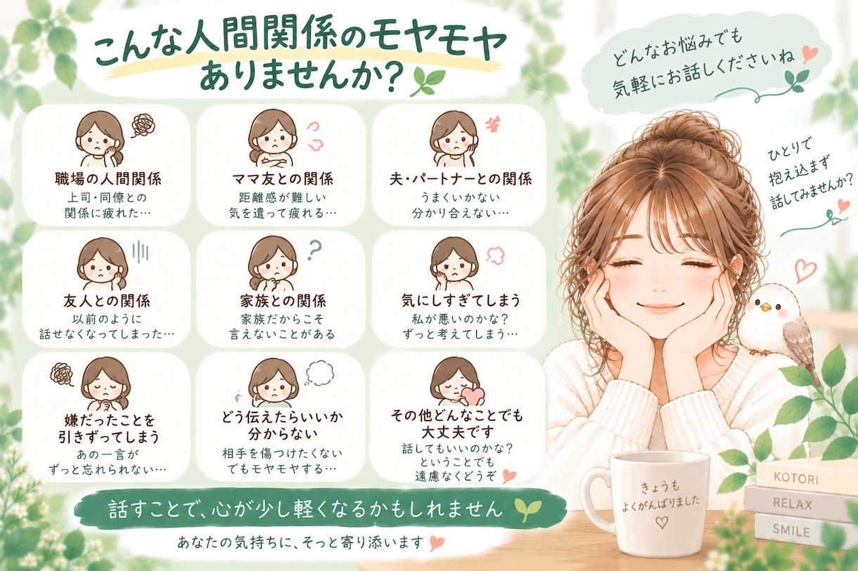 人間関係のモヤモヤ｜否定せずじっくりお話聞きます 話しながら、絡まった気持ちを少しずつ整理しませんか？ イメージ2