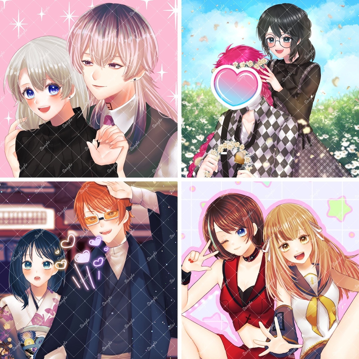 カップルイラスト（似顔絵、夢絵対応）描きます アイコンや立ち絵などご協力させてください！ イメージ7